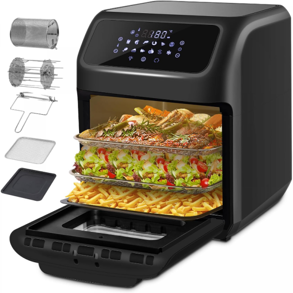 LLIVEKIT – Freidora de Aire Caliente 12L, 1800W, 12 en 1 con Pantalla LED Digital